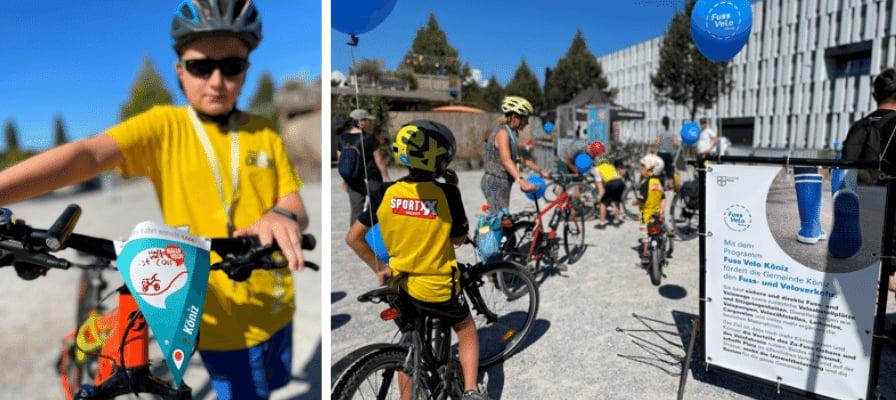 Kinder bei Fahrradveranstaltung in Bern mit Sportbekleidung und Fahrrädern