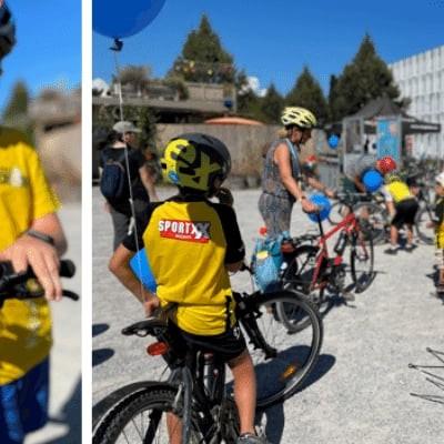 Kinder bei Fahrradveranstaltung in Bern mit Sportbekleidung und Fahrrädern