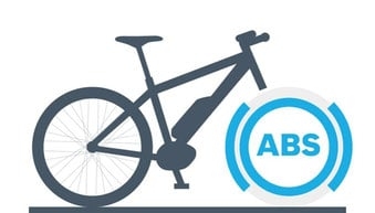 Illustration eines E-Bikes mit integriertem ABS, das zusätzliche Kontrolle und Sicherheit bietet.