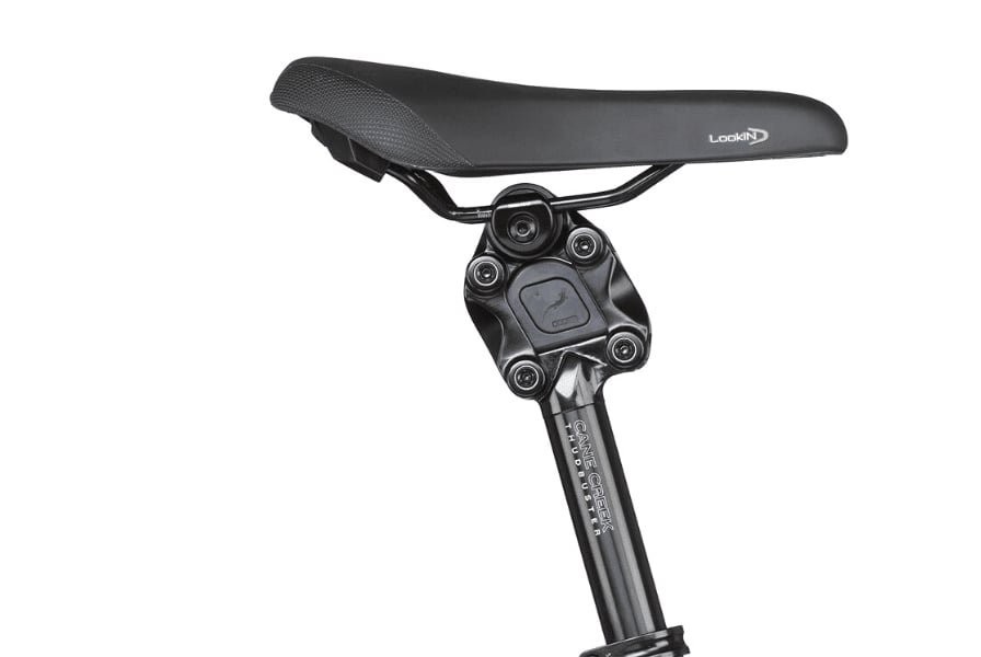 Fahrradsattel mit Lookin-Logo und verstellbarer Sattelstütze