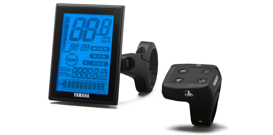 Der Yamaha LCD Multifunktions Controller stellt die wichtigsten Daten zum e-Bike bereit und bietet auf der Fahrradtour mit dem Pedelec die Wahl aus 4 Unterstützungsstufen.